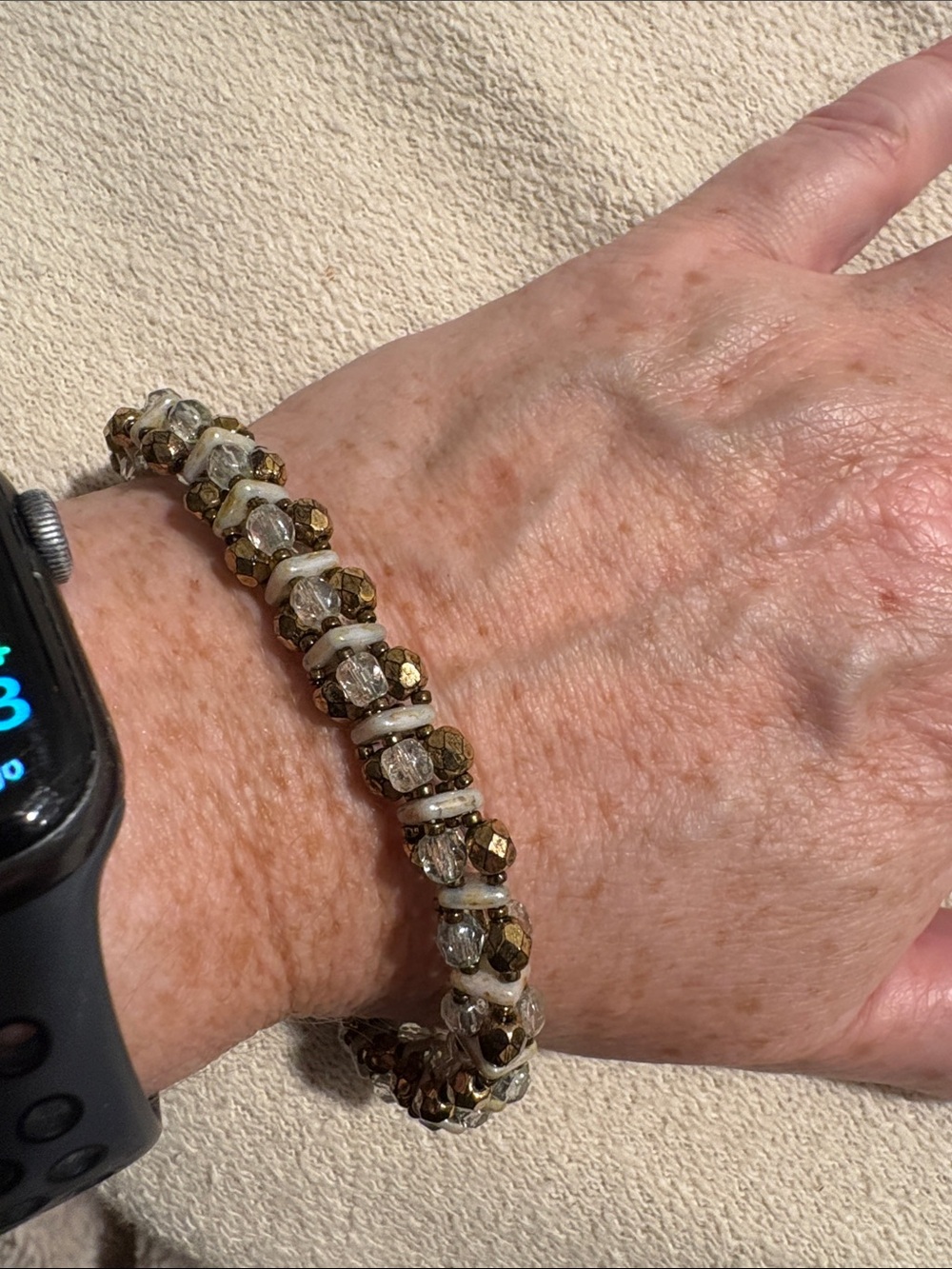 Gold and Clear Beaded Women’s Bracelet